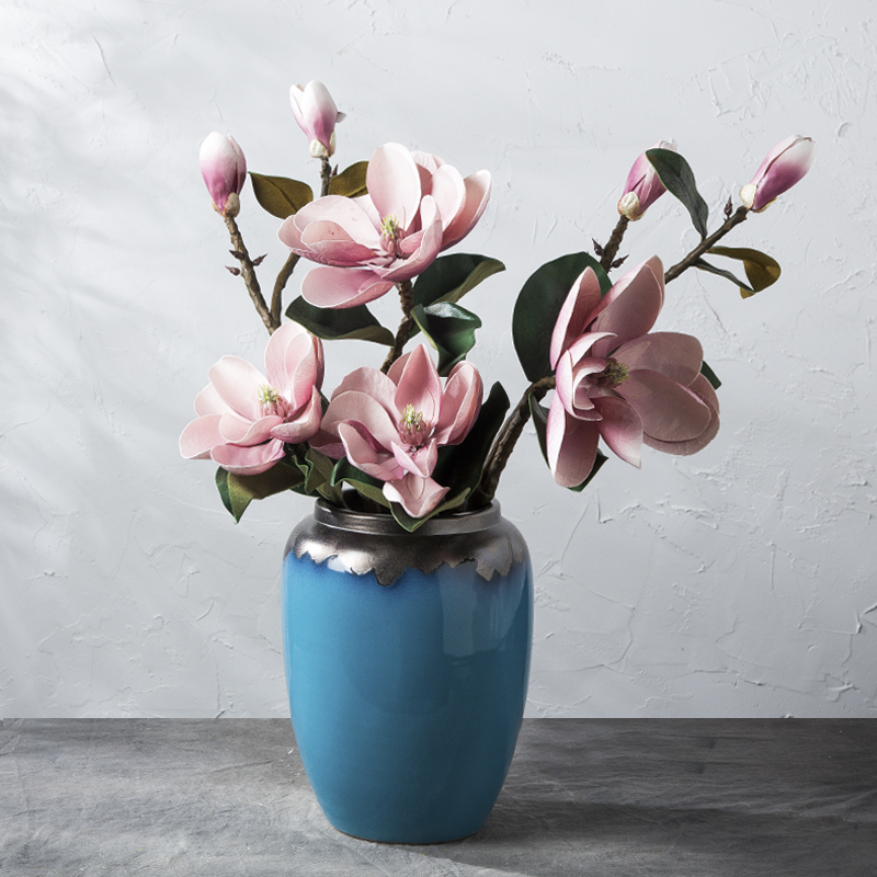 Jingdezhen ceramic light blue vase furnishing articles sitting room porch European ikebana American household porcelain of key-2 luxury decoration