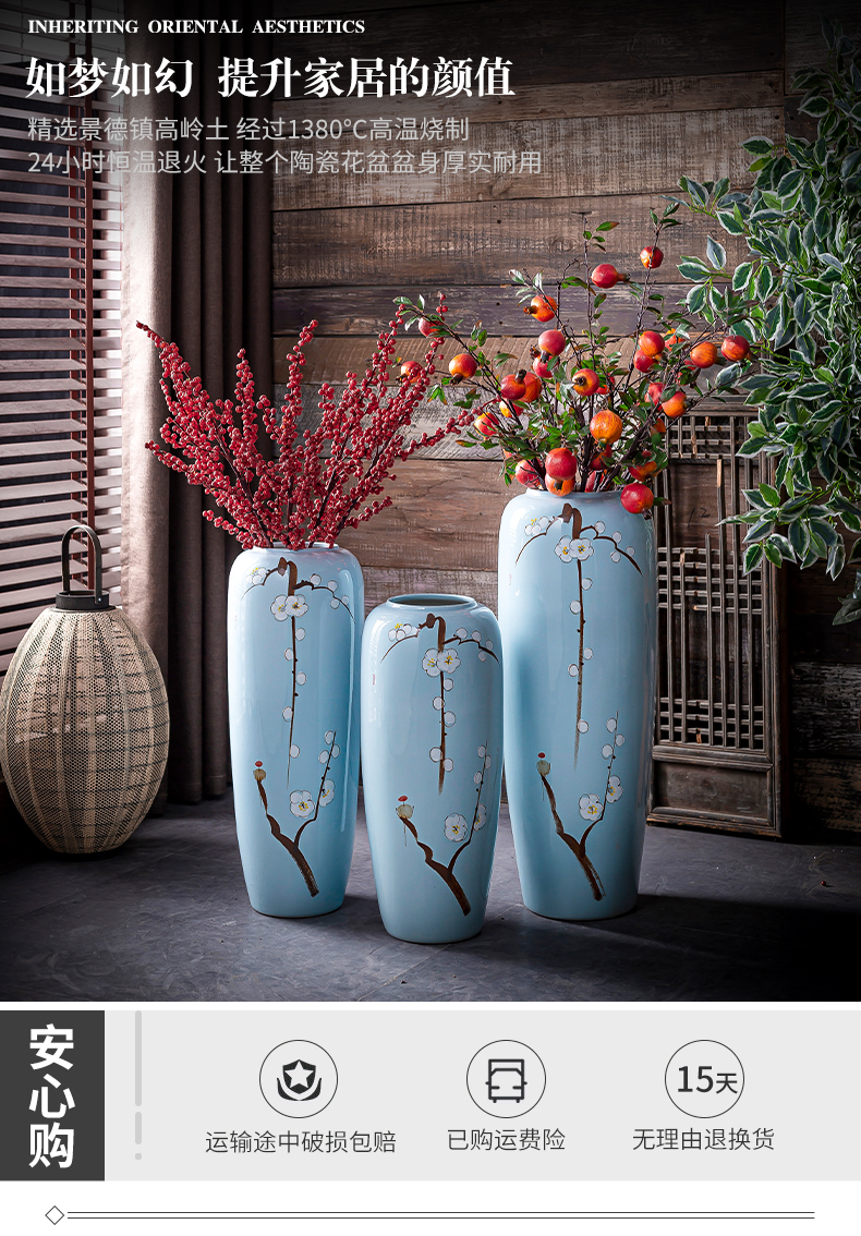 Jingdezhen ground vase large suit sitting room porch decorate bottle furnishing articles of Chinese style household ceramics European flower arrangement