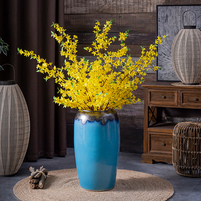 European large ground vase sitting room dry flower arranging flowers ceramic big furnishing articles American hotel household light key-2 luxury decoration