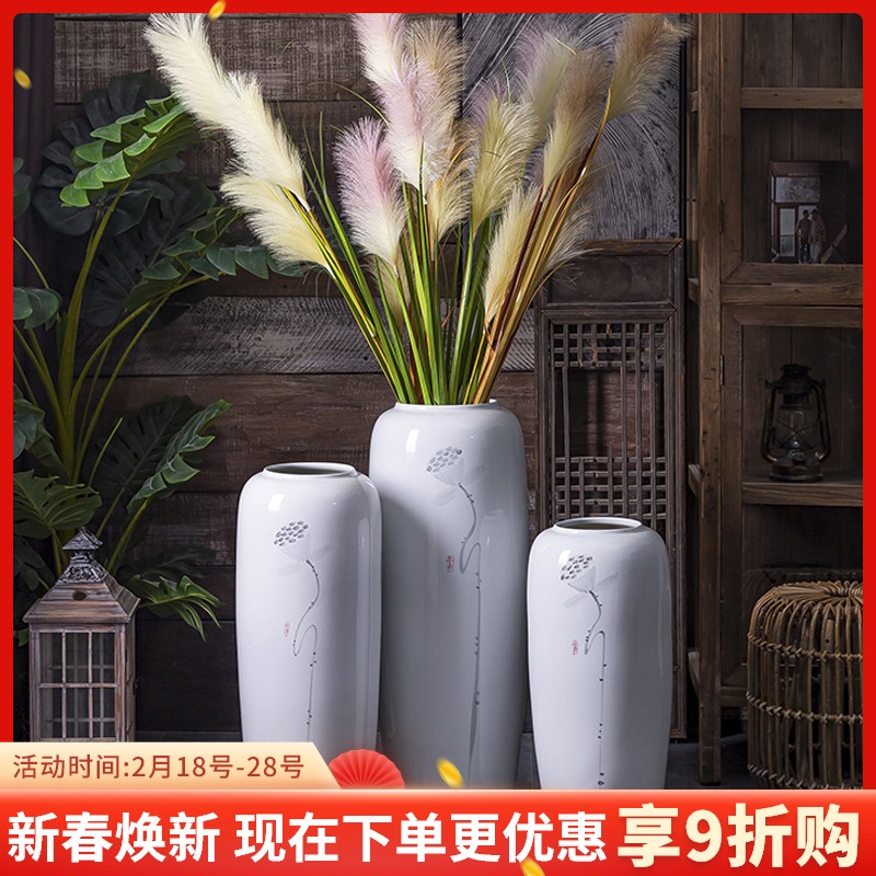 Hand draw the new Chinese style of large vase store clothing store, the sitting room is decorated flower implement ceramic flower receptacle, furnishing articles