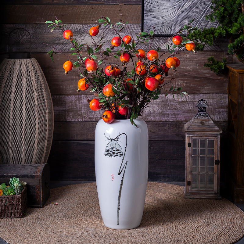 New Chinese style landing large white vase decoration to the hotel restaurant furnishing articles ceramic flower, flower simulation flower art