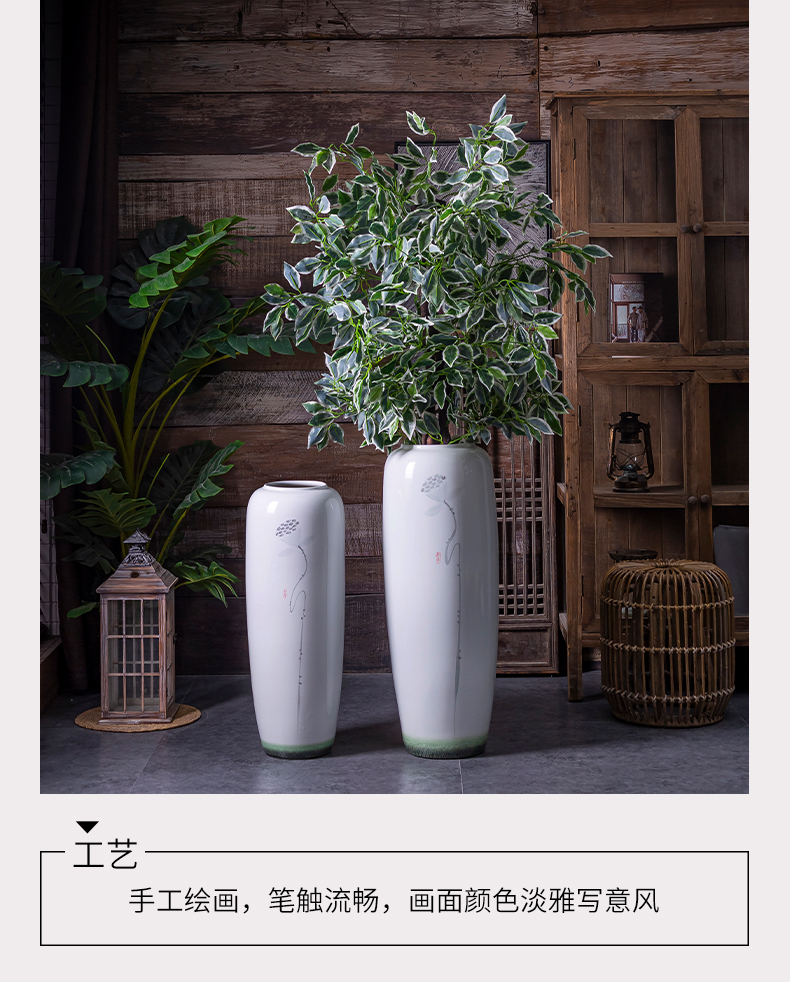 Hand draw the new Chinese style of large vase store clothing store, the sitting room is decorated flower implement ceramic flower receptacle, furnishing articles