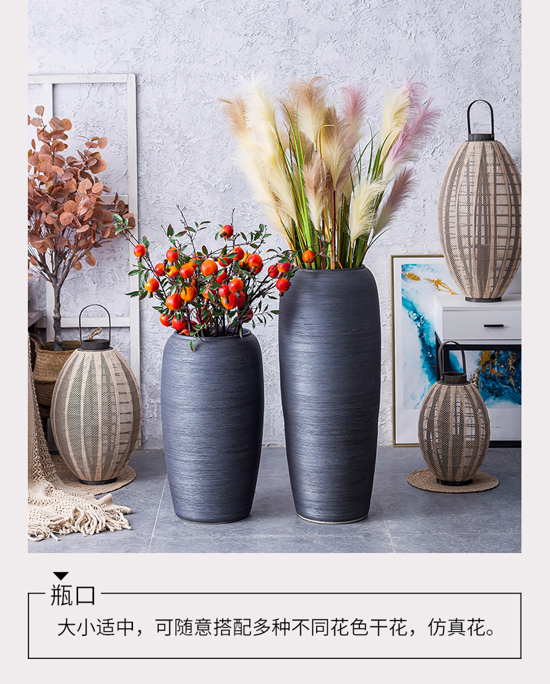 I and contracted large vase Nordic furnishing articles between sitting room flower arranging hotel villa example, black pottery decoration