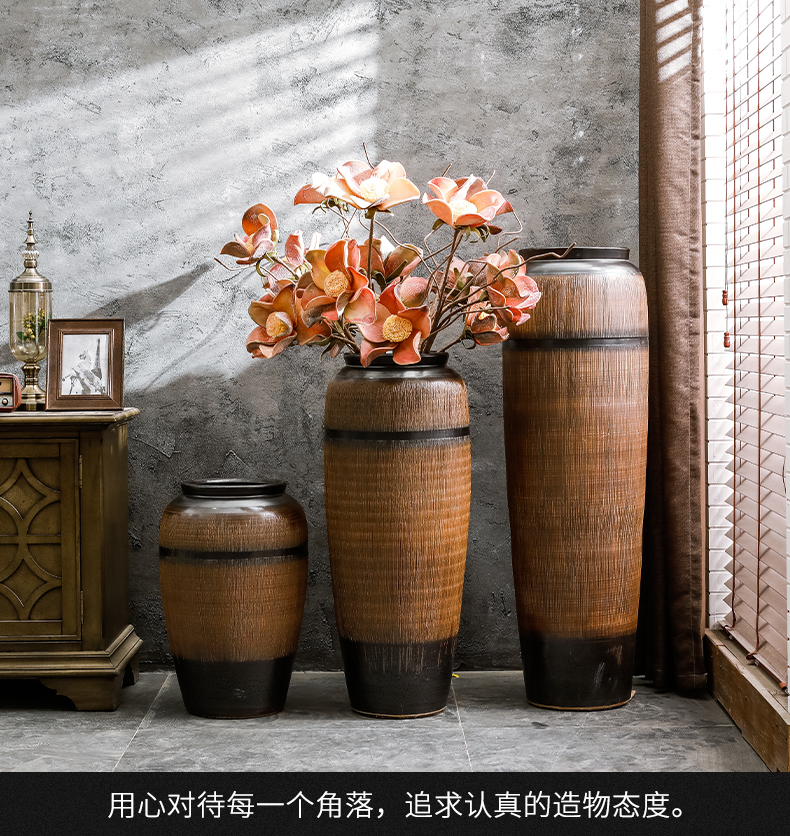 Chinese style restoring ancient ways of large vases, ceramic furnishing articles pottery sitting room hotel decoration flower arranging dried flowers thick ceramic bottle