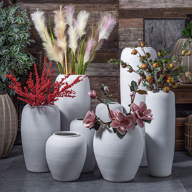 Jingdezhen ceramic big vase Nordic sitting room dry flower arranging flowers, white pottery decorative furnishing articles I and contracted landing