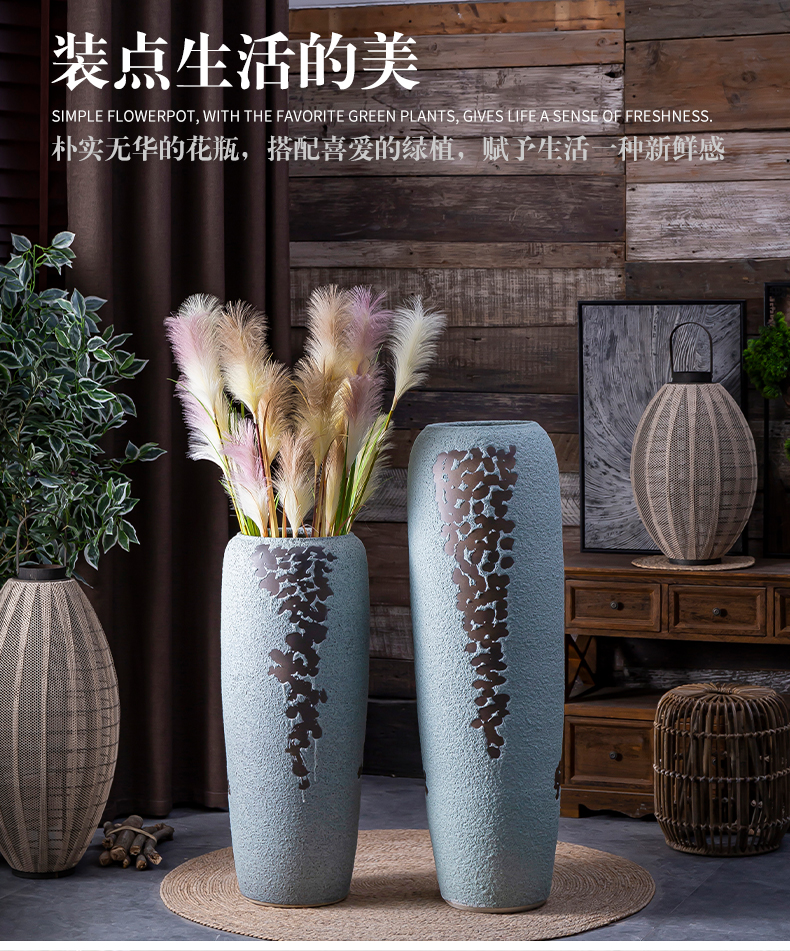 Jingdezhen I and contracted sitting room put false ceramic vase flower restaurant furnishing articles pottery VAT landing large flower pot