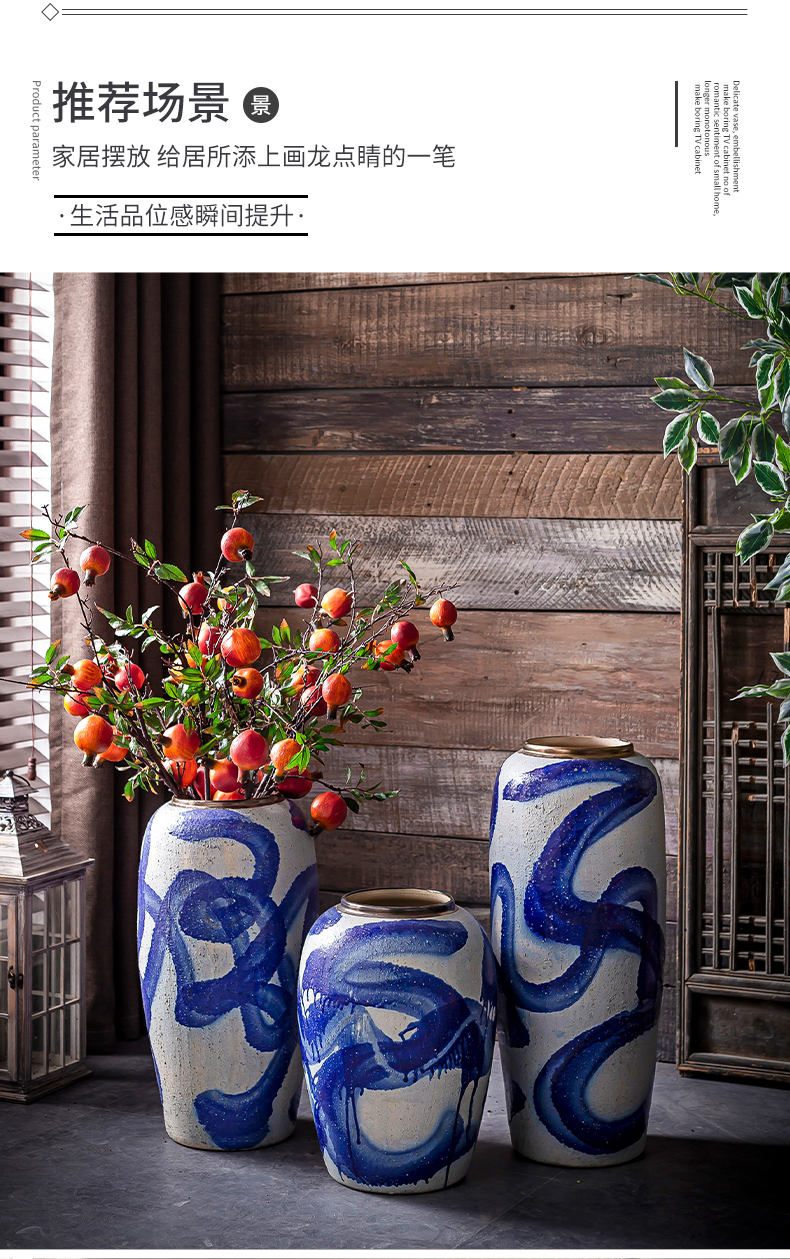 Jingdezhen European American ceramic vase of large sitting room furnishing articles of Chinese style restoring ancient ways courtyard porch floral arranging flowers