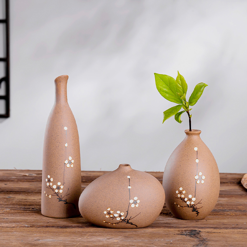 Ceramic zen floret bottle tea house furnishing articles of new Chinese style restoring ancient ways, billet hand - made flowers, decorative flower tea taking furnishing articles