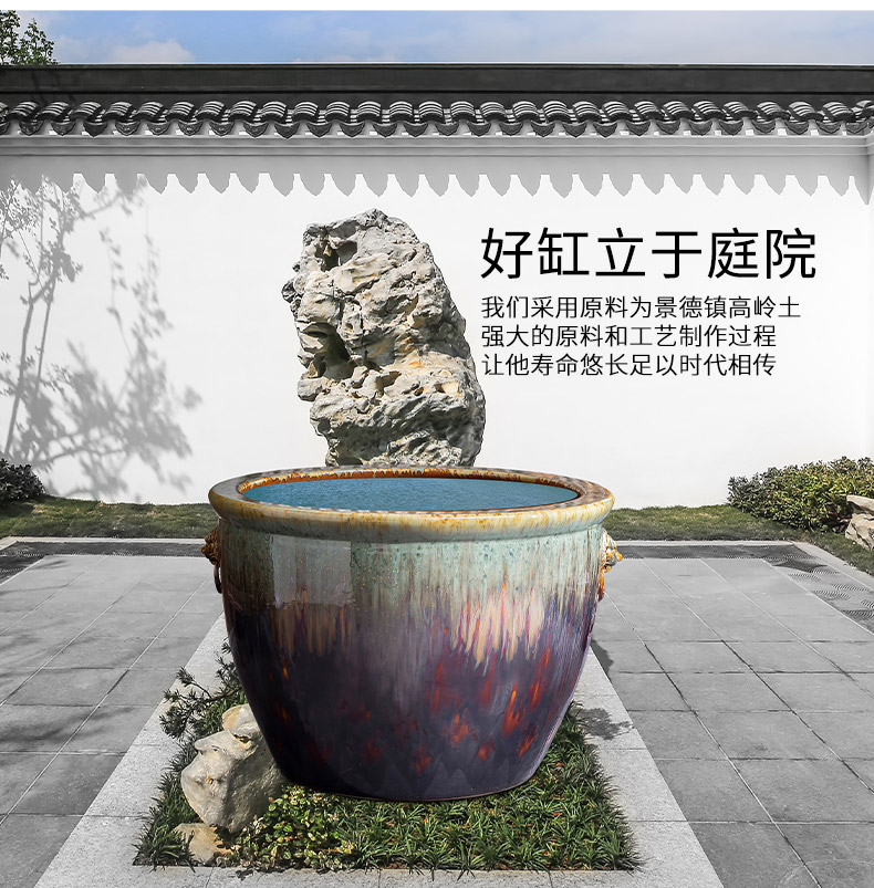 Jingdezhen ceramic water lily lotus super - large restoring ancient ways is the courtyard hotel lion ear tank town curtilage potted VAT to plant trees