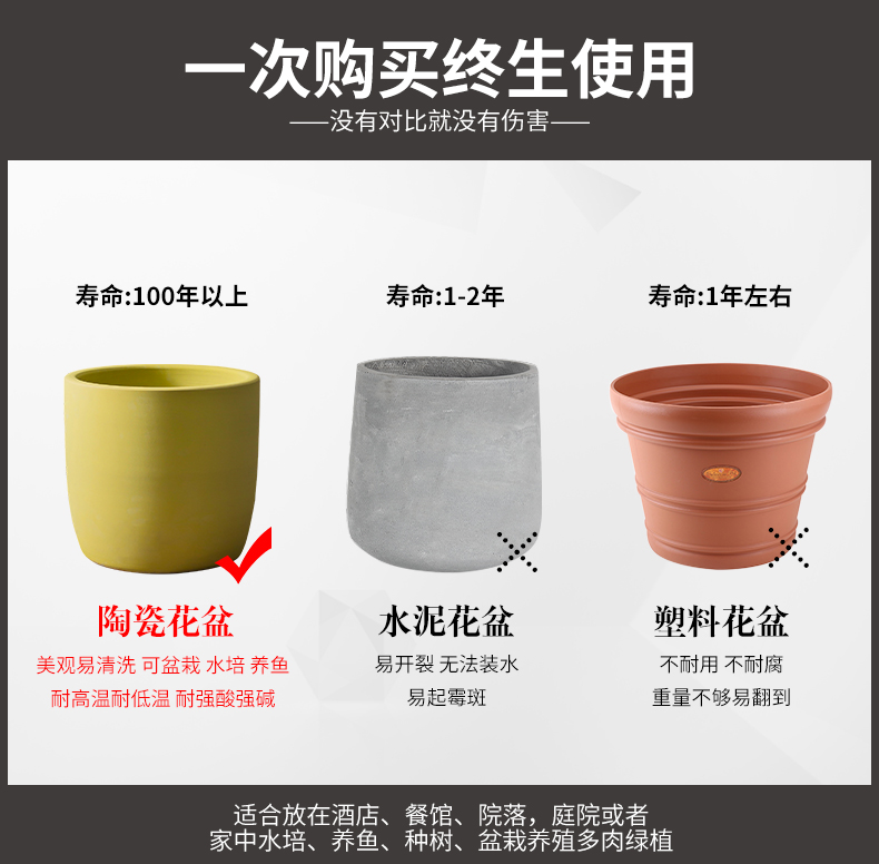 Morandi ceramic vase furnishing articles yellow flower arrangement sitting room boreal Europe style flower implement large diameter ground flowerpot suits for