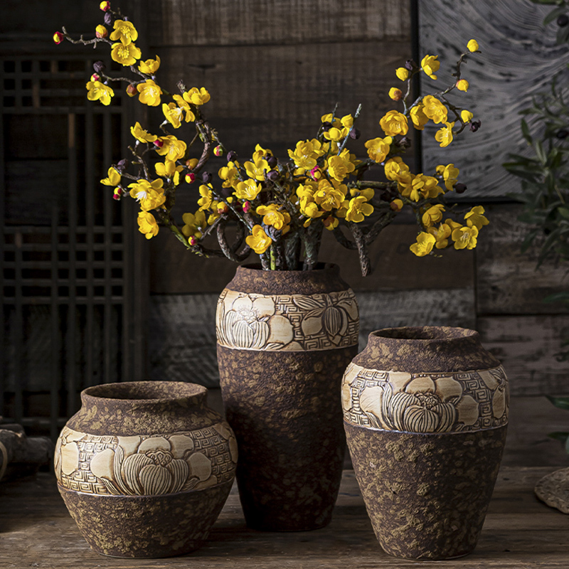 New Chinese style ceramic floret bottle zen furnishing articles home rich ancient frame sitting room tea table dry flower flower arranging flower implement manually
