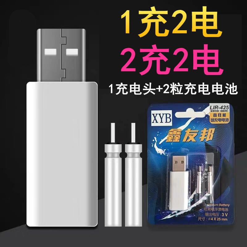 Electronic luminous float charge lithium battery rechargeable CR425 battery with USB charger suit night fishing battery
