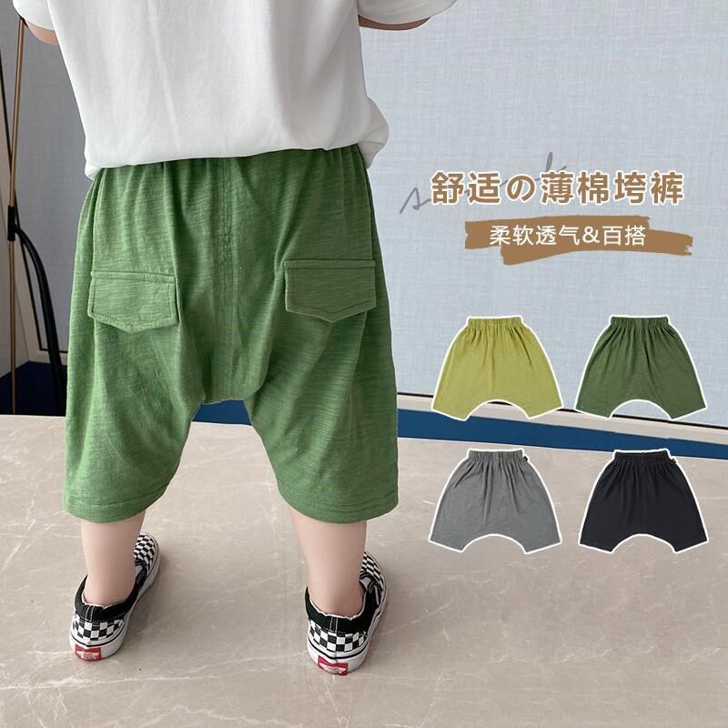 Baby Seven Pants Pure Cotton Summer Baby Boy Casual Down Pants Boy Pants Loose Big PP Pants Kharen Shorts