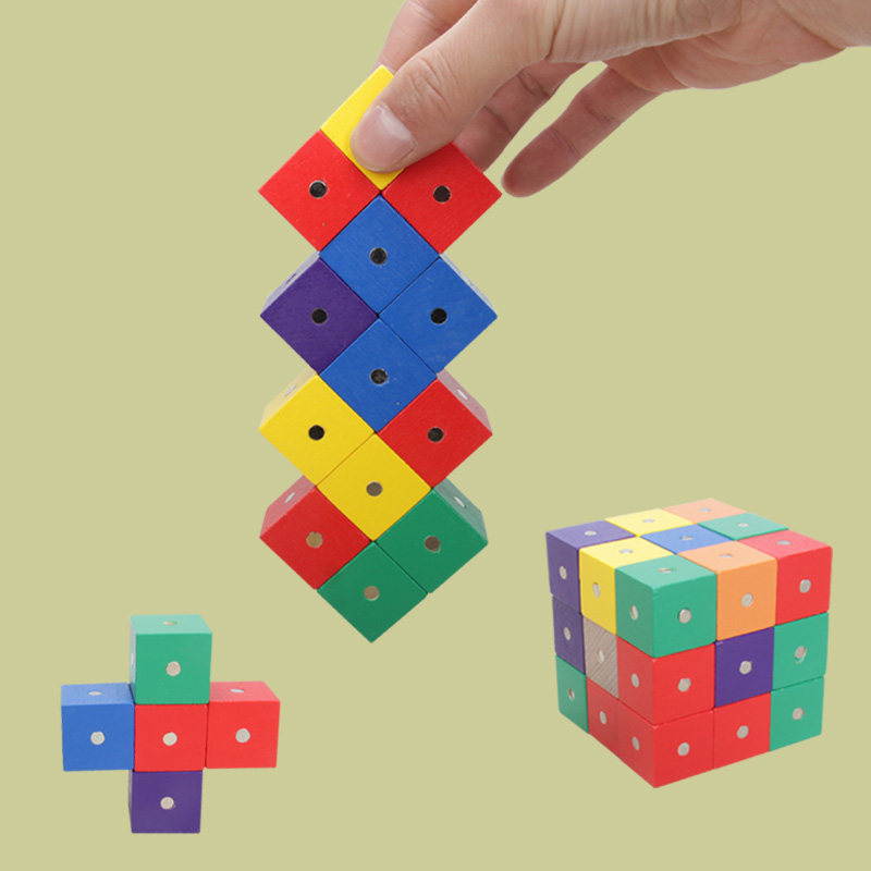 Cube Teaching Aids Building Blocks Mathematical Woody Magnetic Cube Six Faces Magnetometric Small Block Elementary School Students Class Models-Taobao