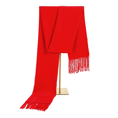 Праздничнный красный удерживающий тепло шарф, в западном стиле, делается под заказ, услуга «вышивка логотипа»