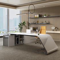 Baking Lacquered Fashion Desk Brief Modern Light Lavish Female Boss Table Manager President Big Bandae Table Chairs Combined Net Red