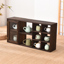 Solid wood table containing cabinet Chinese wall-mounted bogus shelf tea scaffolding shelf Teapot Cup Tocup Cushion Polypagogue