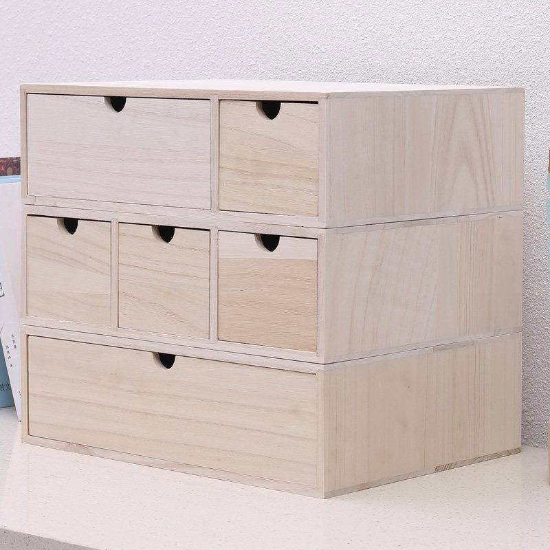 Simple solid wood multilayer desktop containing box company Living room Dormitory Documents Small box shelve TV heightening rack