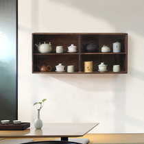 Solid wood wall containing shelf multilayer dust-proof shelving tea shelf Tea Cup Shelf Teapot Shelf Teapot Shelf shelf