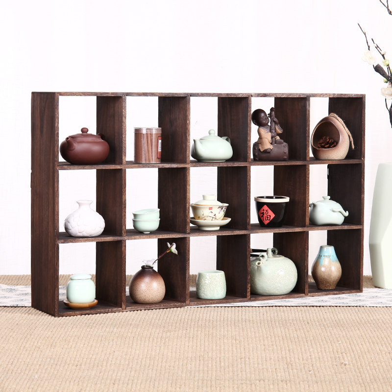 Solid Wood Tea Cup Shelf Bogu Shelf Wall-mounted Wall Multilayer Shelving Shelf Teapot shelf Rack Pendulum shelf Rack Shelf