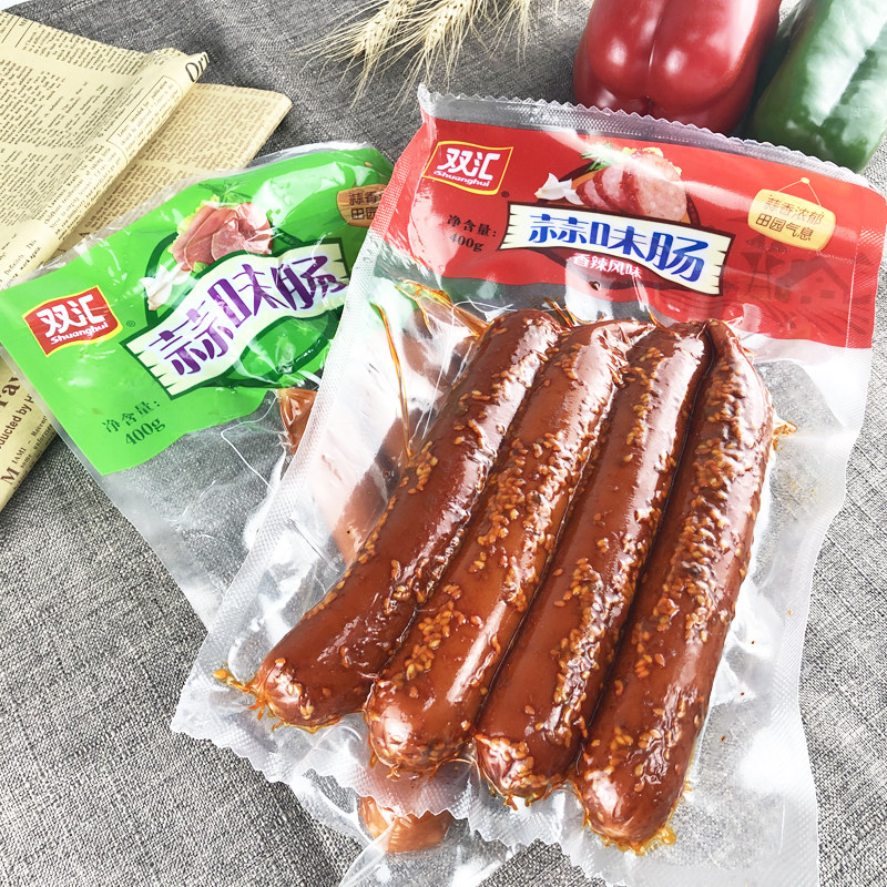 Double Wire Garlic Taste Sausage 420g * 1 Bag Garlic Spiced flavor Spicy Flavor Mix Stir-fried Vegetable Parquet Sour Garlic Flavor Sausage