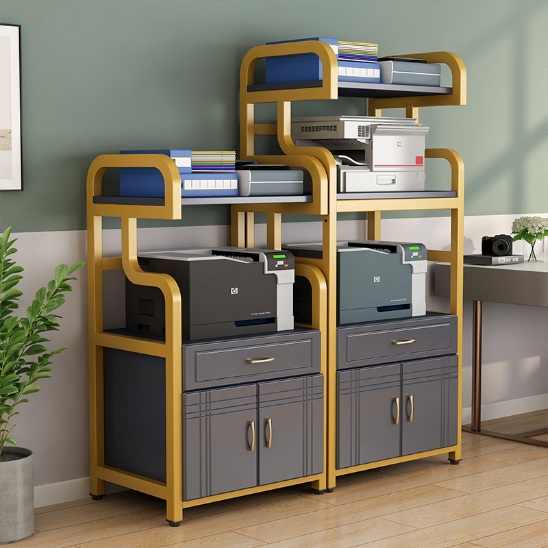 Office Light Luxury Printer Storage Rack, Iron Art Living Room Shelf, Floor-Standing Desk, Bookshelf, Storage Rack, Elevated and Simple Design
