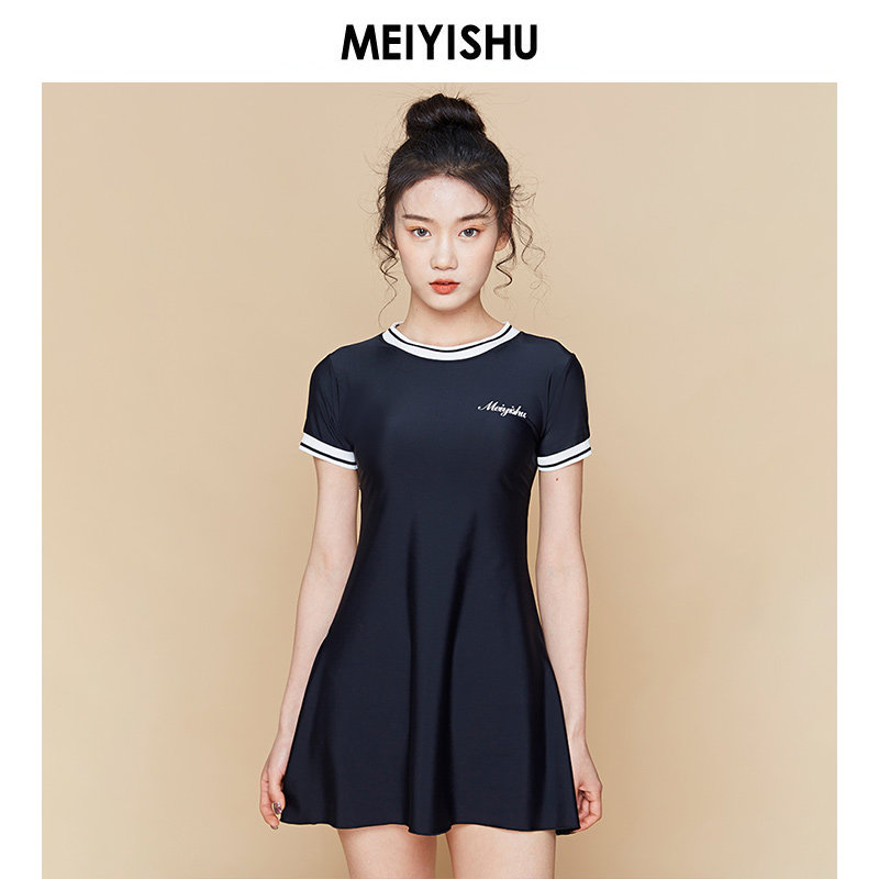 Meiyishu student sports swimsuit female summer 2023 new one-piece female conservative cover belly cover meat hot spring swimsuit