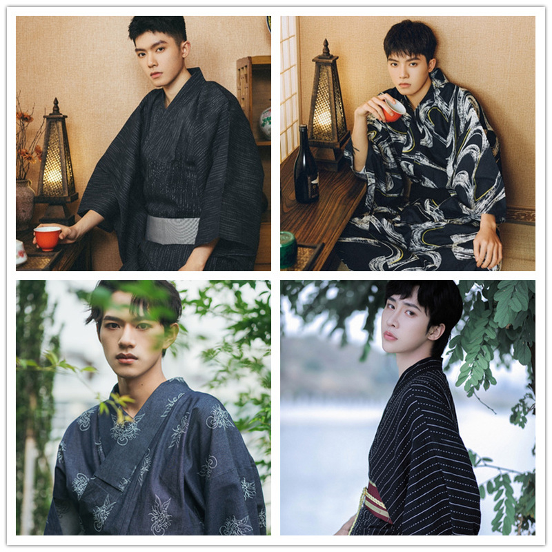 Men's Kimono, Modernized Chinese Formal Wear, Role-Playing Script, Traditional Japanese Kimono Style, Japanese Restaurant, Guesthouse, Japanese-Style Yukata Men's Kimono, Modernized Chinese Formal Wear, Role-Playing Script, Traditional Japanese Kimono Style, Japanese Restaurant, Guesthouse, Japanese-Style Yukata