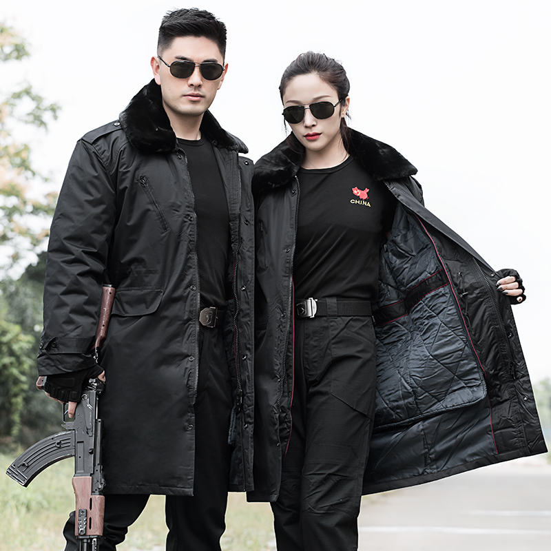 In winter, thickened medium and long military cotton coat male special soldier old cotton jacket security guard training cold work cotton jacket female