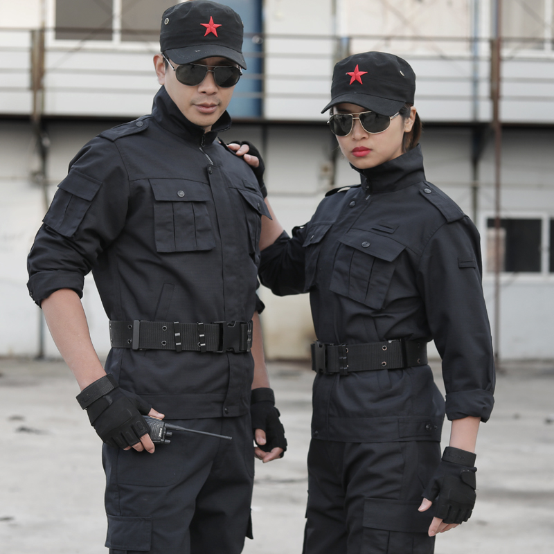 Outdoor practice tactical suit Men's spring and autumn wear-resistant camouflage military fan clothing Field suit Female security suit overalls