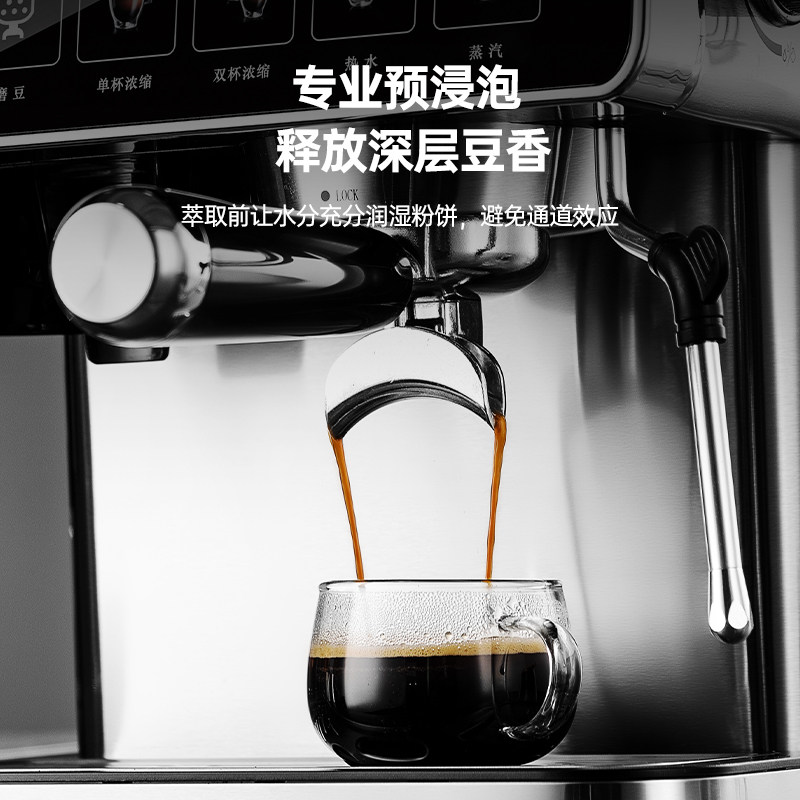 [New Product]Zuozuomao Coffee Machine, Small Size, Integrated Grinding, Semi-Automatic Espresso and Americano Coffee Maker with Milk Frother