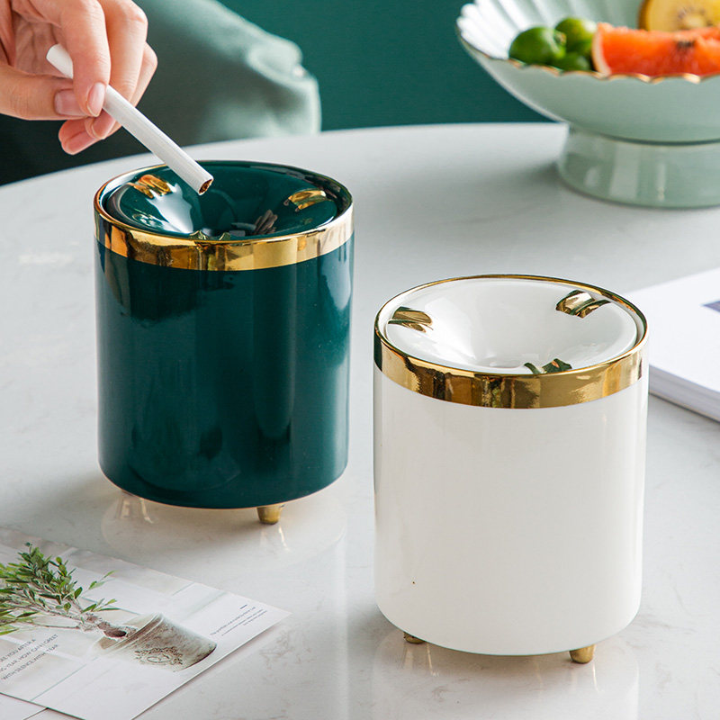 Light and luxurious Ashtray Funnel Style Anti-Fly Ash Smoke Office Creativity Nordic Home Living Room Trend Personality Ceramics