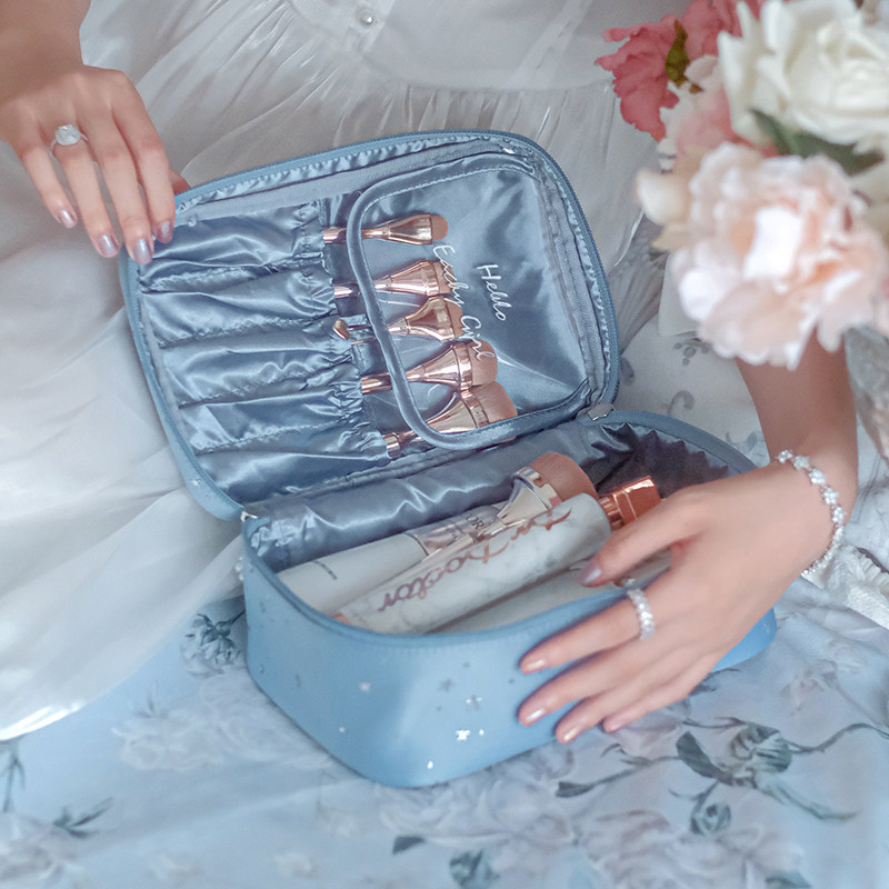 eachy makeup bag mesh red large capacity Cosmetic Containing Bag small Number of portable boxes Inches Wind superfire