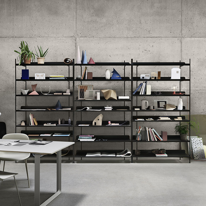 Nordic light luxury simple rack wrought iron custom floor office white and black display rack industrial style bookshelf ins