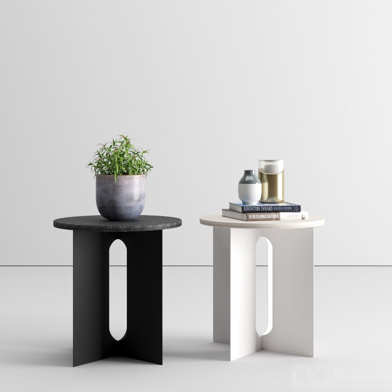 Northern Europe light luxury round edge several iron marble plate tea black and white art corner several beds sofa side round table