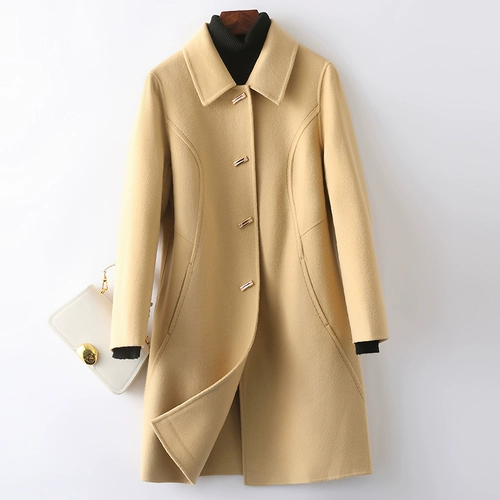 Элитное двусторонное кашемировое шерстяное шерстяное пальто, демисезонная куртка, коллекция 2022