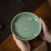 Jingdezhen Ceramics Hua Yintang Celadon Gold Little Daisy Pot Hand-painted Small Tea Plate Household Tea Set Zero
