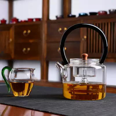 Wu Zen large-capacity glass cooking teapot tea cooker cooking double liner bubble teapot black crystal stove boiling water tea set set