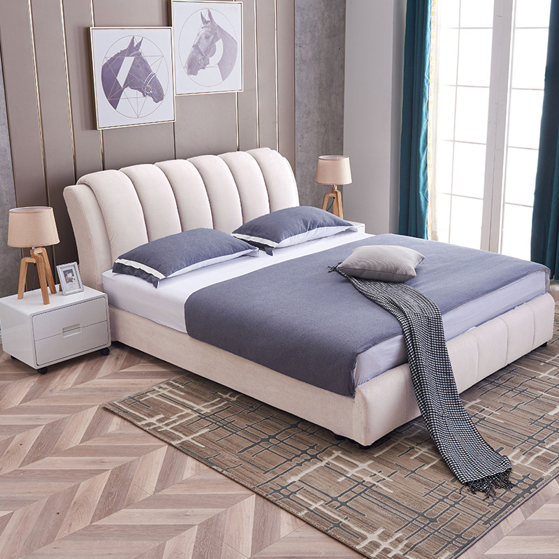 County pleasant furniture cloth art bed master bedroom modern minimalist washout tech cloth light and luxurious storage 1 8 m double bub bed can-Taobao