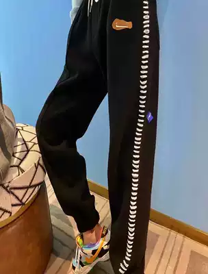 Korean version plus velvet padded pants hook line warm pants for men and women casual sports loose toe trousers