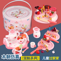 Little Girl Girl Birthday Gift Emulation Cake Young Children Wood Chiche Lepast Home Kitchen Suit Toys