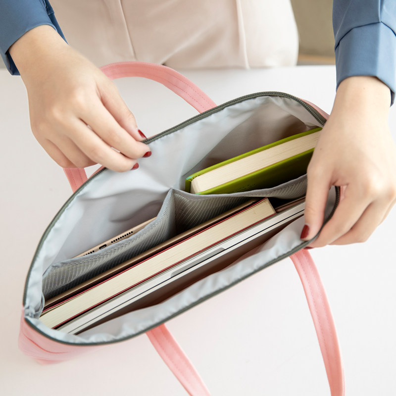 Briefcase female business office large capacity A4 document information bag fashion waterproof student portable book bag computer bag