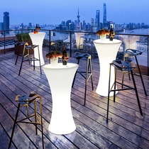 Outdoor round high-top table exhibition coffee table illuminated bar tables and chairs outdoor bar internet celebrity leisure terrace bar