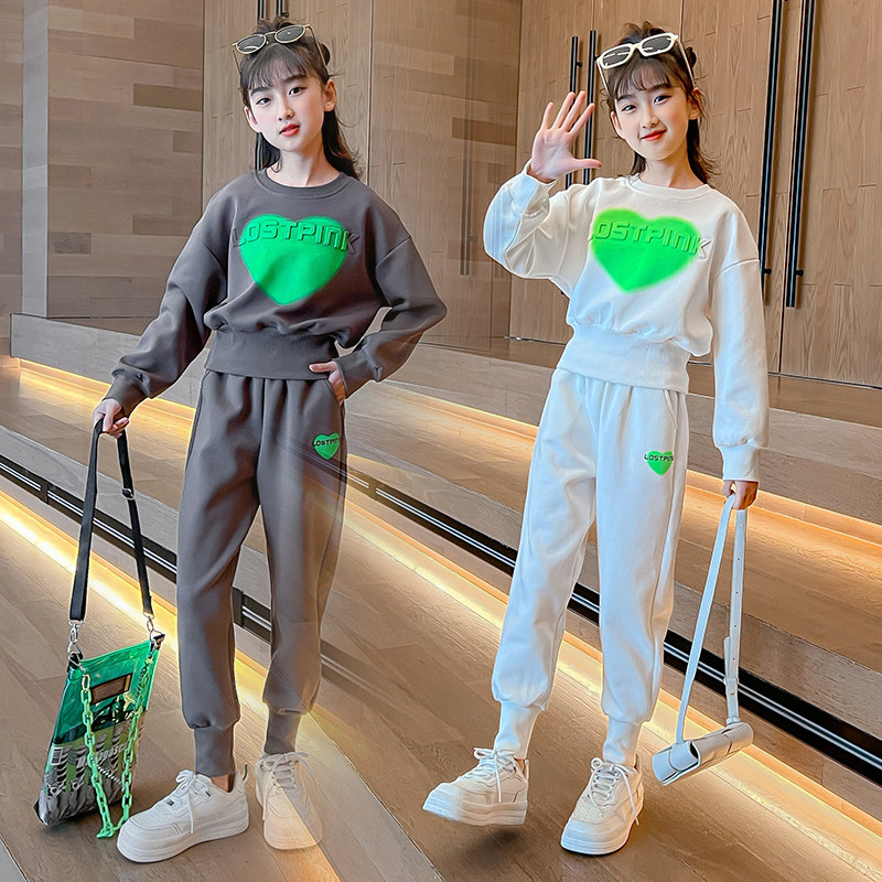 Girl Suit Spring Autumn 2022 New Spring Han Edition Foreign Wear Children Casual Wear Tide Fan Sports Children's Clothing