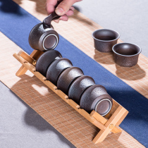 Tea cup holder tea storage rack drain household simple solid wood bamboo cool cup holder kung fu tea set tea ceremony spare parts