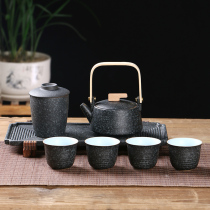 Kung Fu tea set ceramic modern whole set of home simple Japanese dry bubble tea tray lifting beam pot tea can tea cup set