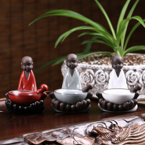 Creative boutique coyao little monk ceramic filter net frame tea leak Group kung fu tea set tea tray tea ceremony spare parts