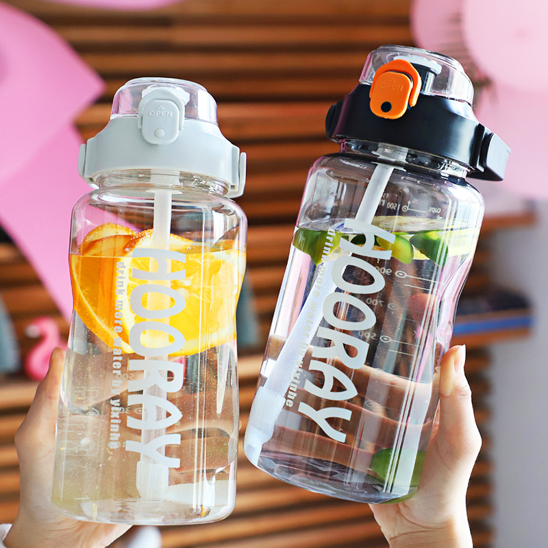 Fitness Sports 2000ml Oversized Capacity Water Cup Simple and Convenient With Straw Plastic Cup Kettle Cup Men and Women
