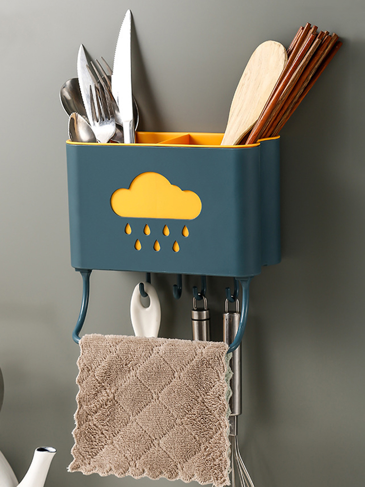 Wall-mounted chopstick basket rack Drain cage Household chopstick cage Chopstick tube tableware Spoon storage box Chopstick holder