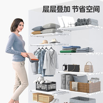 Wardrobe layered partitions no punching retractable storage racks wardrobe compartments shoe cabinets storage racks dormitory storage artifacts